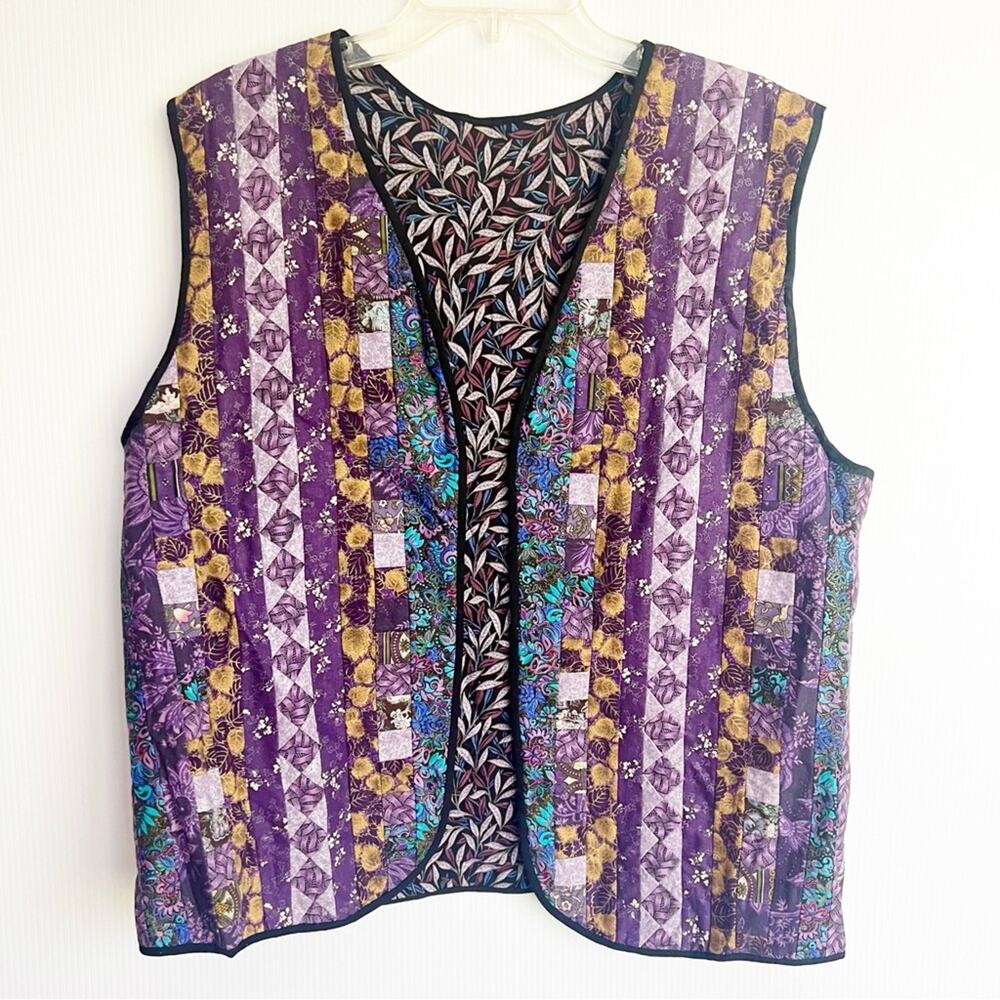 Vintage Quilted Hand Sewn Vest Cottagecore Purple